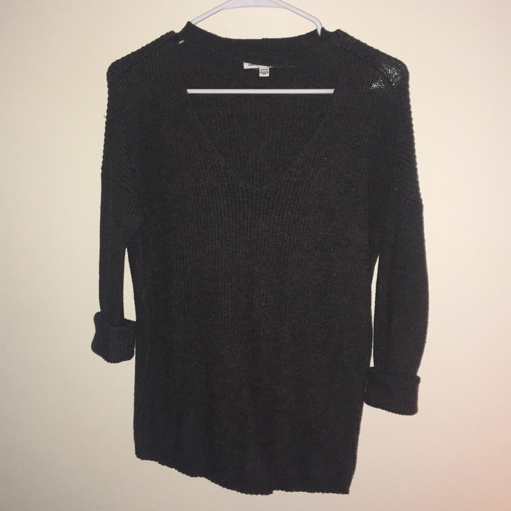V-neck dark gray sweater